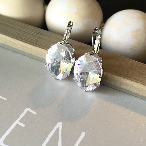 Stunning Drop Imitation Diamond Silver Earrings - Picture 5 of 10